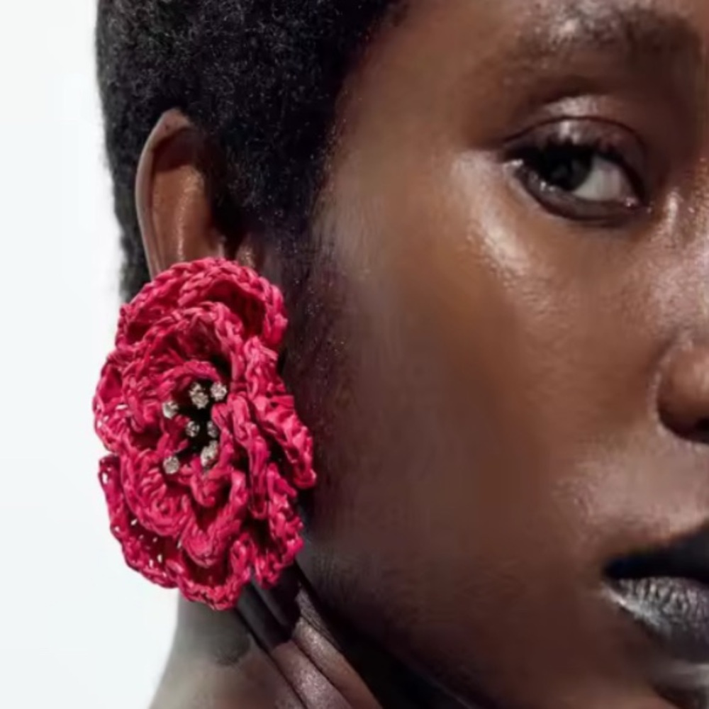 Handcrafted Red Floral Earrings